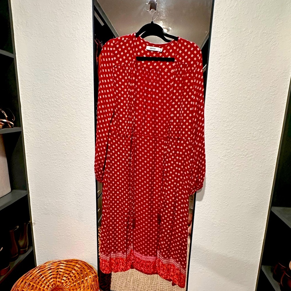 Just Fab size L kimono duster with drawstring sleeve detail